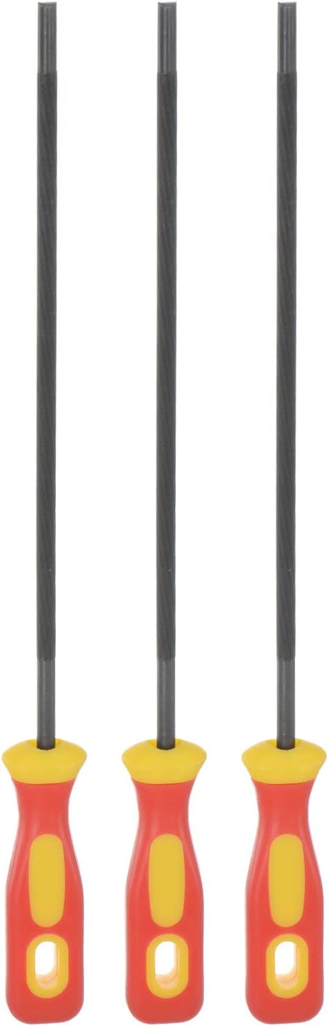 3pcs Chainsaw File 7/32"(5.5mm) High Carbon Hardened Steel Round Rasp with Plastic Handle for Chain Saw Polishing...