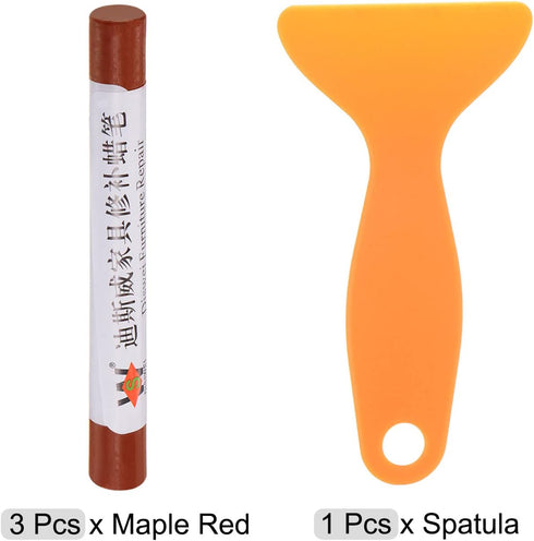 HARFINGTON Wax Filler Stick, 3pcs Wooden Repair Wood Wax Fill Sticks with Spatula Crayon Markers Furniture Touch Up Kit for Remover Scratches Scuf...