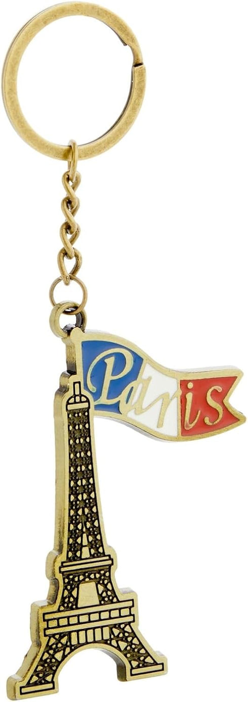 Juvale 6 Pack Paris Keychain, France Souvenir Gift, Eiffel Tower, French Flag, and Arc de Triomphe Metal Key Rings...