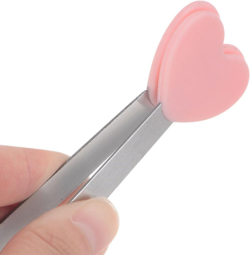 Mini Food Tongs 5.3" Heart Shape Stainless Steel with Silicon Tips Small Cooking Tongs Kitchen Food Tongs Serving Tongs for Cooking Grilling BBQ B...