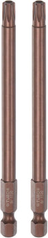 2pcs T30 Torx Bit 1/4" Hex Shank 4" Length Magnetic Security Star Screwdriver Power Tool, Red...