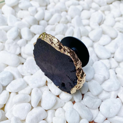 Black Agate Crystal Druzy Quartz Phone Grip - Adjustable Cell Phone Stand - Phone Gripper for Back of Phone and Tablets - Phone Grip Holder for Wa...