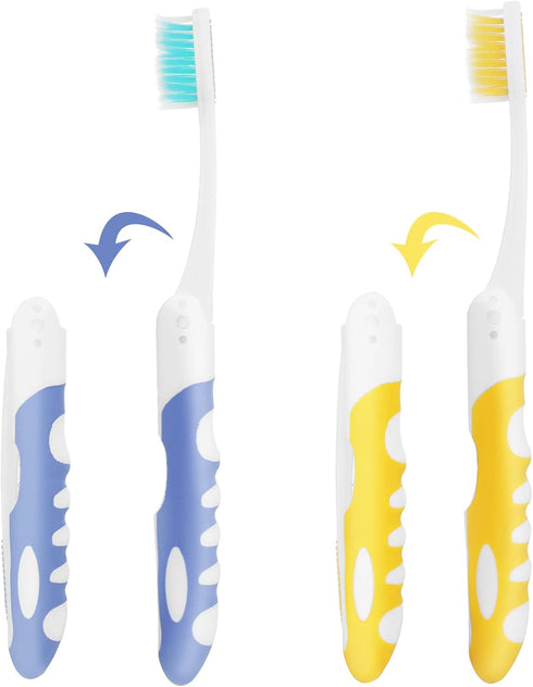 2Pcs Travel Toothbrush Kit Portable Toothbrush Soft Bristles Brushes Folding Toothbrush Bulk Collapsible Toothbrush for Camping Hiking...
