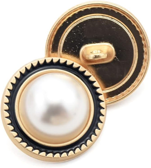 20 pcs Half-Cut Faux Pearl with Metal Shank Sewing Coat Buttons -25mm -1"...