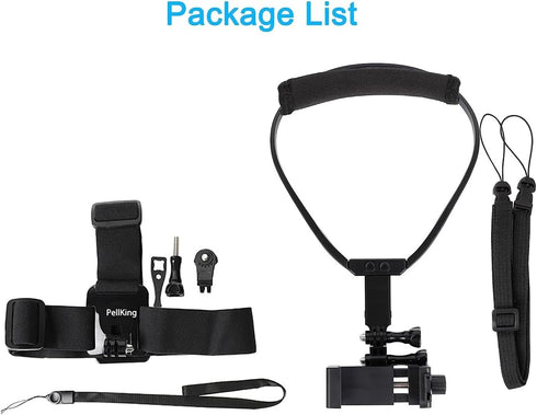 Pellking POV/Vlog Smartphone Head Strap Mount Selfie Neck Holder Mount Kit,Compatible with iPhone Samsung Smartphones,Hero 9, 8, 7, 6, 5, 4, 3, 2,...