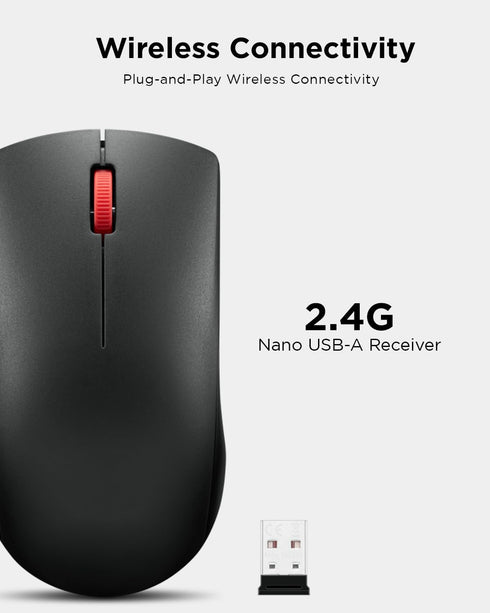 Lenovo Wireless Mouse (WL150) - 2.4G Nano USB-A Ambidextrous Ergonomic Mouse – 3-Million Clicks, 1,000 DPI – Portable Compact Cordless Design - Co...