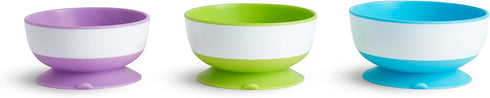 Munchkin Stay Put Suction Bowls for Baby and Toddler, 3 Pack, Blue/Green/Purple...