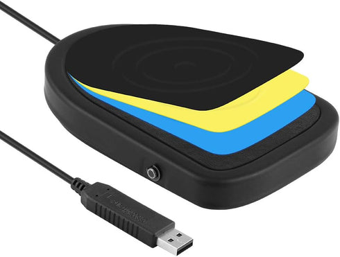 iKKEGOL USB Foot Pedal Switch gaming, Black Metal Single HID Action Programmable Digital hand Control Keyboard Mouse with 3 Color Rubber Mat...