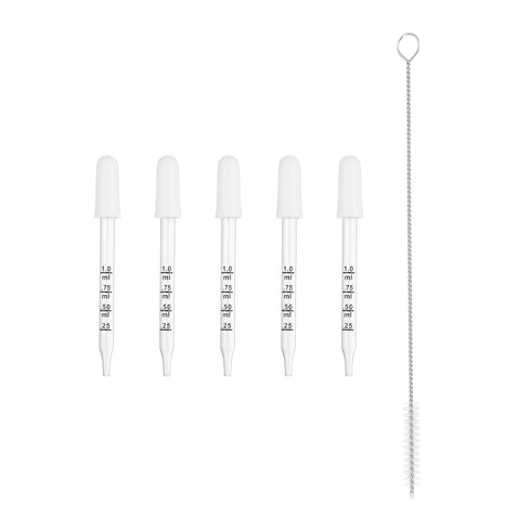 PATIKIL Eye Dropper, 5Pcs 1ml Glass Graduated Straight Tip Pipette Measured Dropper with Rubber Cap and Brush for Essential Oils, Lab Experiments,...