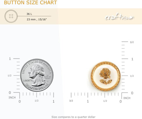 20 pcs Elegant White Enamel Rose Sewing Metal Shank Buttons for Coats -23mm -7/8"...