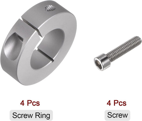 4pcs Shaft Collar 30mm Bore Aluminum Alloy Set Screw Split Clamp-On Collars, 55mm OD, 15mm Width, for Wheel Barrow Axle, Gearbox Assemblies, Machi...