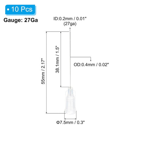 PATIKIL 27Ga x 1.5 Inch Dispensing Needle Tips, 10Pcs Stainless Steel and Plastic Glue Needle Tube Blunt Tips with Luer Lock for Glue Oil Applicat...