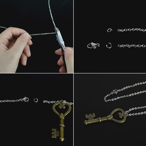 33 Feet Stainless Steel Jewelry Chains for Jewelry Making - Silver Chain Roll with 40 Pieces Open Jump Rings & 20 Pieces Lobster Clasps - Silver N...