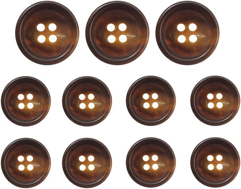 11 Pieces Real Horn Buttons Set for Blazer and Suit, 20mm 15mm Genuine Natural Buffalo Horn Buttons for Men Women's Jacket Coat Uniforms (Brown)...