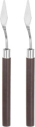 2pcs No.7 Palette Knives 10mm Width Stainless Steel Small Pointy Spatula Painting Pallet Knife with Wood Handle for Oil Acrylic Canvas Mixing Spre...