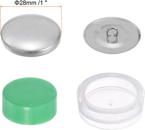HARFINGTON 100 Sets Self Cover Button Kit 44L 1.1" 28mm with Wire Backs Aluminum Buttons to Cover Fabric Button Maker Covered Buttons Kit with 2 T...