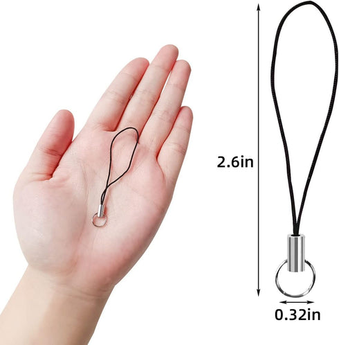 100 Pieces Lanyard Phone Ring Strap for Cellphone Mobile Lariat Lanyard Cell Phone Split Ring Strap Charm Cords with Silver Tone Split Ring for Mo...