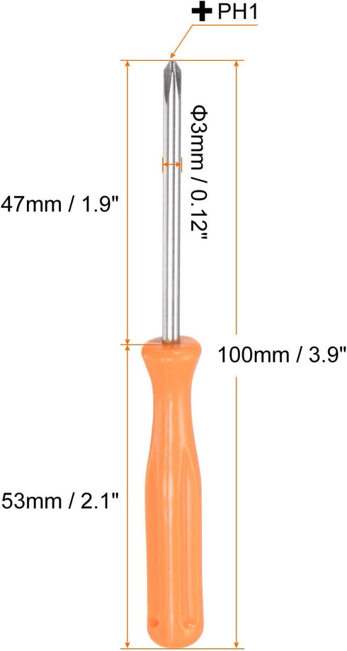 2pcs Phillips Screwdriver PH1 4" Length Carbon Steel Non-Magnetic Security Cross Head Precision Screw Driver with Non-slip Handle for Appliances R...