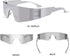 Futuristic Wrap Around Sunglasses Y2K Silver Trendy Rimless Glasses Cyberpunk Eyewear for Women Men Rave Party...