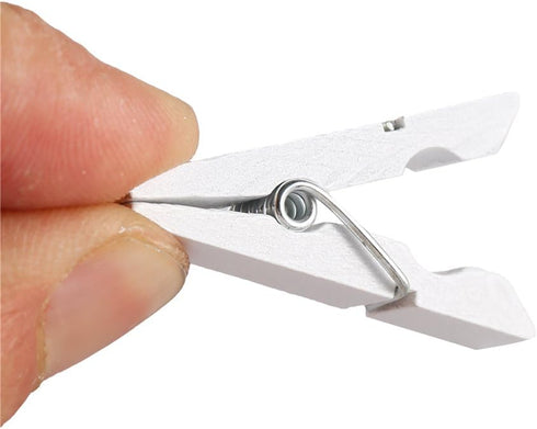 DECORA 3.5cm Sturdy White Wooden Mini Clothespin Photo Clips Pack of 100...