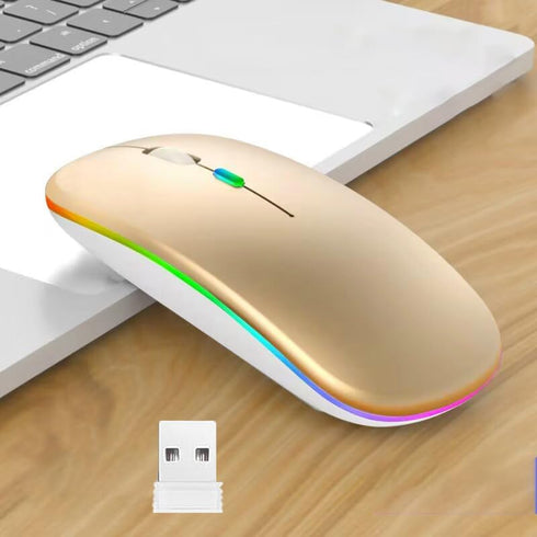 Wireless Bluetooth Mouse,LED Dual Mode Rechargeable Silent Slim Laptop Mouse,Portable(BT5.2+USB Receiver) Dual Mode Computer Mice,for Laptop,Deskt...