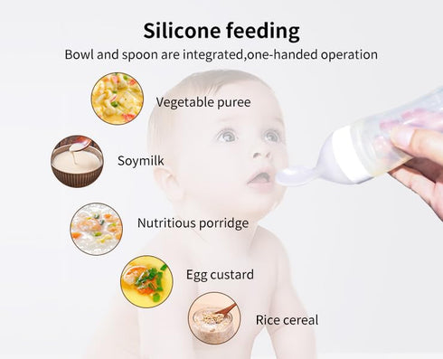 Baby Food Feeder Silicone Squeeze Feeding Spoons - Safe and Convenient Feeding Solutions for Boys, Girls, Kids, and Toddlers - White...