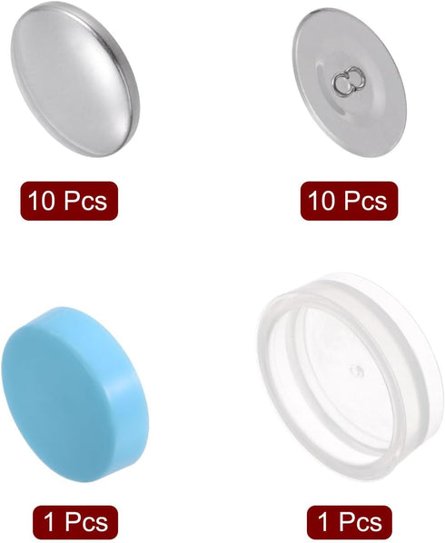 HARFINGTON 10 Sets Self Cover Button Kit 60L 1.5" 38mm with Wire Backs Aluminum Buttons to Cover Fabric Button Maker Covered Buttons Kit with Tool...