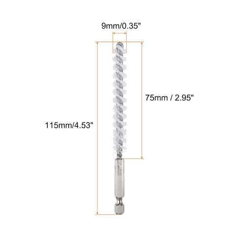 5Pcs Nylon Bore Brush 9mm Dia Cleaning Twisted Wire Brush Tube Pipe Cleaner with Handle 1/4 Inch Hex Shank for Tubes, Ports, Bearings...
