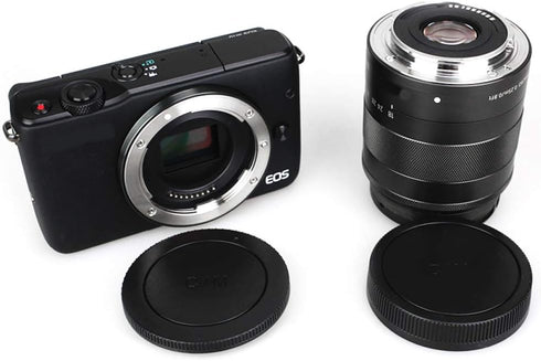 JJC 2-Pack Body Cap and Rear Lens Cap Cover Kit for Canon EOS M50 M50 Mark II M5 M6 M6 Mark II M200 M100 M10 M3 M2 M and More Canon EF-M Mount Mir...