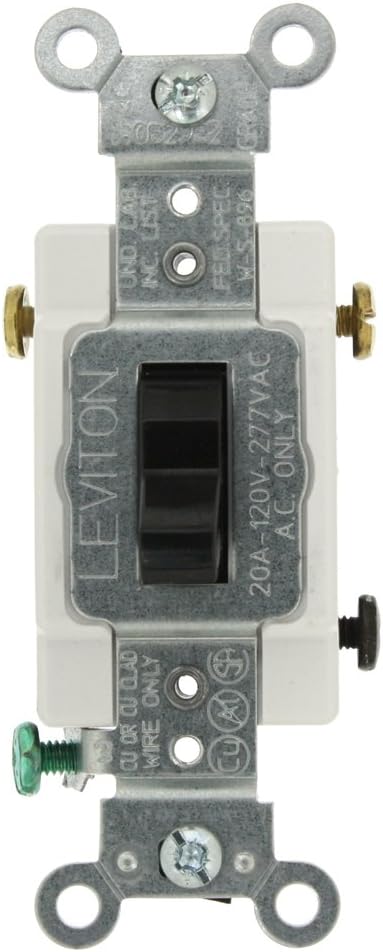 Leviton CS320-2E 20-Amp, 120/277-Volt, Toggle 3-Way AC Quiet Switch, Commercial Grade, Grounding, Black......