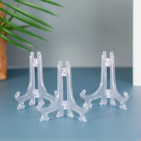 Artliving 4 Inch Clear Plastic Easels or Stand/Plate Holders to Display Pictures or Other Items at Weddings, Home Decoration, Birthdays, Tables (1...
