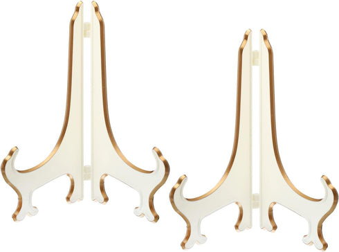 PATIKIL 9" Acrylic Decorative Plate Stand Holder, 2 Pack Table Use Foldable Picture Easel Frame Holder for Displaying Photos, Card, Canvases, Whit...