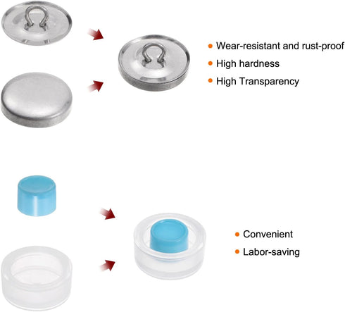 HARFINGTON 10 Sets Self Cover Button Kit 30L 0.75" 19mm with Wire Backs Aluminum Buttons to Cover Fabric Button Maker Covered Buttons Kit with Too...