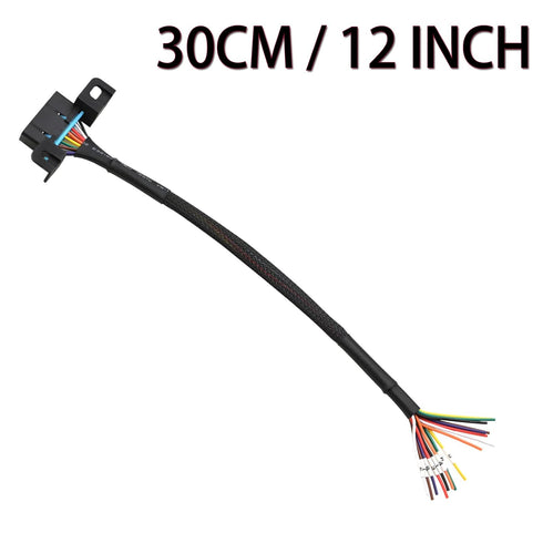 iKKEGOL Universal OBD2 OBD II 16 Pin J1962F Female to Open Cable Braid Dash Port Pigtail Fixed Wire Harness with Underdash Mount Bracket 30cm/12...