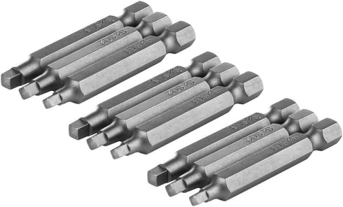 Mesee 9Pcs Square Head Screwdriver Bits with 1/4 Inch Hex Shank, S2 Steel Magnetic Square Screw Driver Bit Set SQ1 SQ2 SQ3 Electric Hand Square Sc...