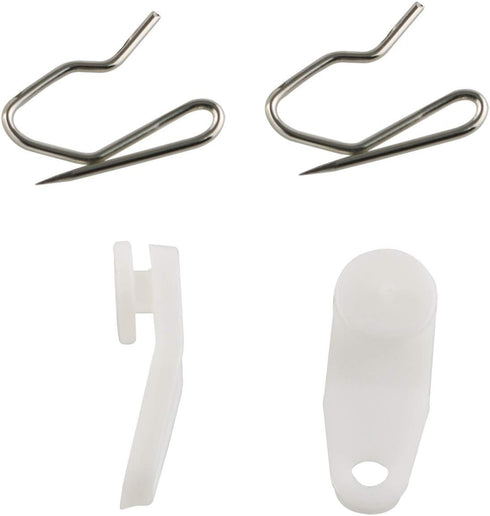 E-outstanding 50 Sets White Plastic Traverse Rod Slides Rail Glider and Metal Curtain Hooks Window Curtain Accessories...