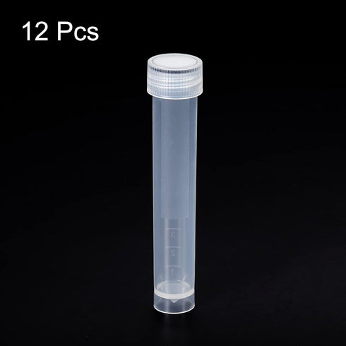 PATIKIL 10mL Plastic Test Tubes, 12 Pack Frozen Container Storage Clear Screw Cap for Lab Laboratory Science, Clear...