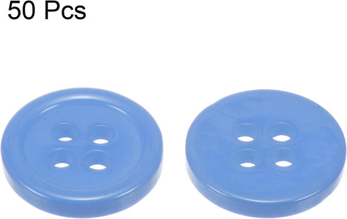 50pcs 20L Sewing Buttons 1/2"(12.5mm) Resin Round Flat 4-Hole Craft Buttons for Sewing Clothing and DIY, Light Blue...