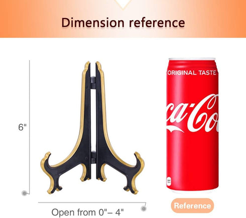 Artliving 6" Decorative Plate Stand Holder Plastic Picture Easel Display Stand Picture Frame Stand Black Gold...