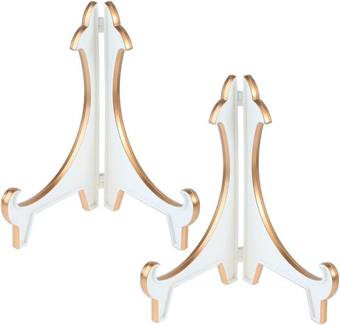Artliving 2 Pack 10inch White Gold Thicken Acrylic Easels Display Stand Plate Stand Holder display Pictures Frame,Decorative Plates, and Artworks...