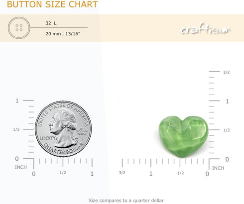20 pcs Green Resin Jelly Heart Shape with Metal Loop Sewing Coat Buttons -20mm -13/16"...