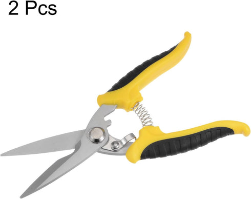 2pcs Industrial Scissors 8 Inch Multi-Purpose Shears Stainless Steel Blades with Black Yellow Handle for Cutting Thin Metal Copper Sheets...