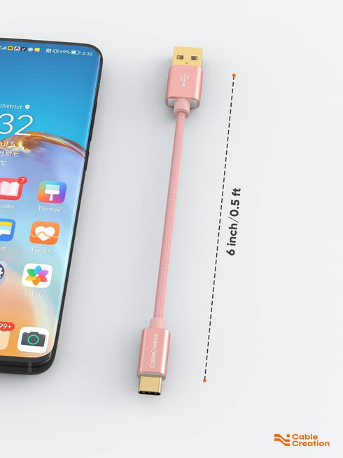 CableCreation USB C to USB Cable Short 6 inch Durable USB C to USB A Short USB C Cable Fast Charging 3A 480Mbps Data USB A to USB C for Power Bank...