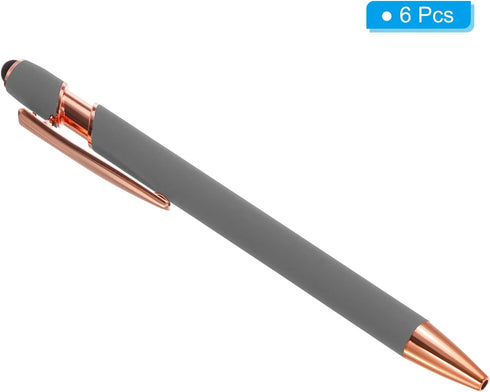 PATIKIL Ballpoint Pen with Stylus Tip, 6 Pack 2 in 1 Metal Pen Black Ink 1.0mm Medium Point Stylus Pen for Touch Screens Style 2, Gray......