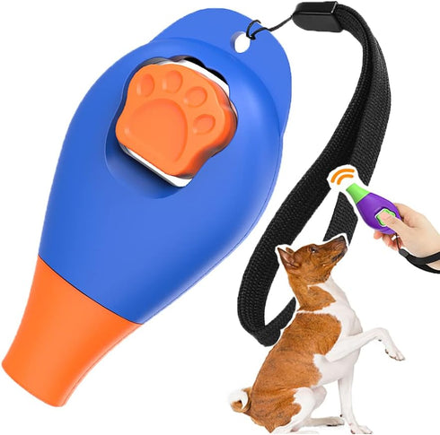 Dog Training Clicker with Whistle and Wrist Strap - Positive Behavior Reinforcer for Pets - All Ages, Puppy and Adult Dogs - Use to Reward and Tra...