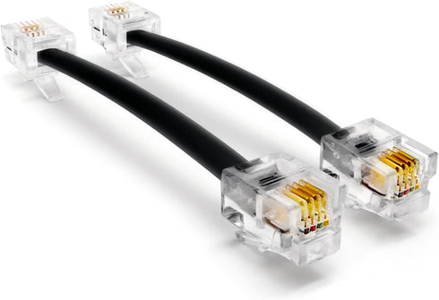 (2 Pack) 3 Inch Telephone Cord, Professional Grade Made in USA, 6P4C Male RJ11 Plugs with 50 Micron Gold Contacts, Pure Copper Wire Phone Line Cab...