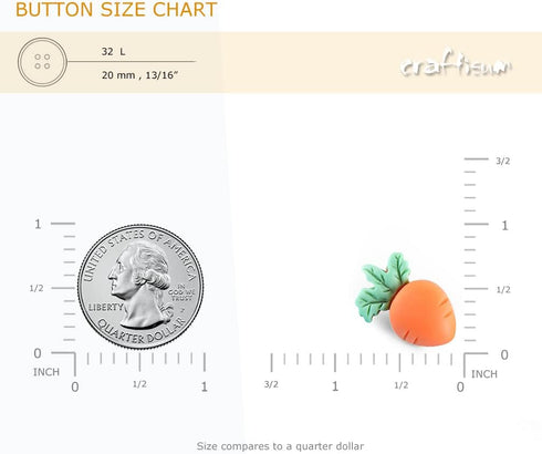 20 pcs Cute Resin Carrot Shape Loop Sewing Coat Buttons -20mm -13/16"...