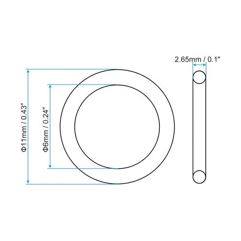 PATIKIL Nitrile Rubber O-Rings 11mm OD 6mm ID 2.65mm Width, 5 Pcs Metric Sealing Gasket for Faucet Plumbing Automotive Repair, Black...