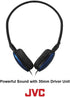 JVC Black Flat and Foldable Colorful Flats On Ear Headphone with 3.94 foot Gold Plated Phone Slim Plug HAS160B......