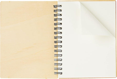 Juvale 4 Pack Wooden Cover Notebook, Spiral Bound Unruled Plain DIY Craft Journal for Students, Sketches, Writing, Arts and Crafts, Note Taking, 2...